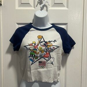 Kids Cartoon Graphic Raglan Shirt - Navy & White